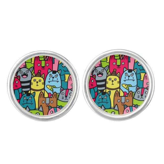 Cat and kittens cufflinks (Front)