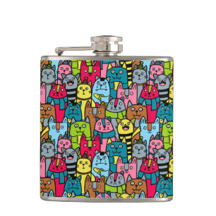 Cat and kittens flask