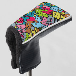 Cat and kittens golf head cover
