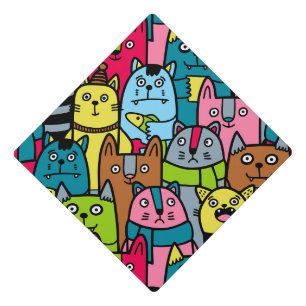 Cat and kittens graduation cap topper