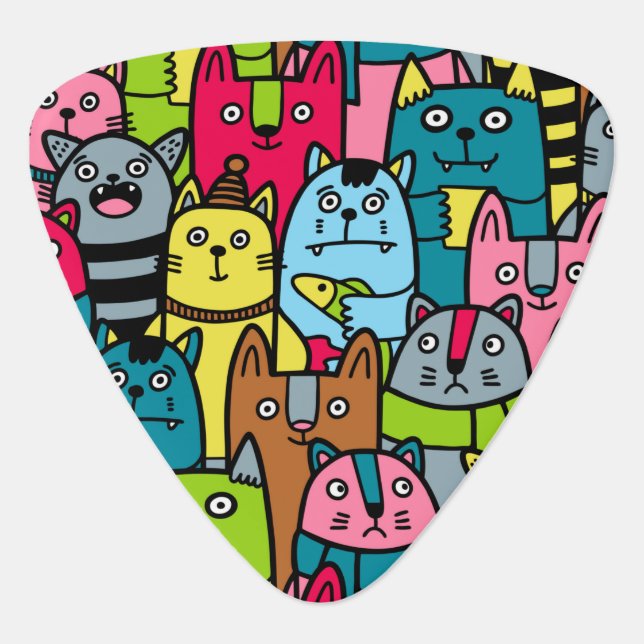 Cat and kittens guitar pick (Front)