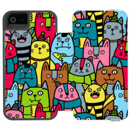 Cat and kittens iPhone SE/5/5s wallet case