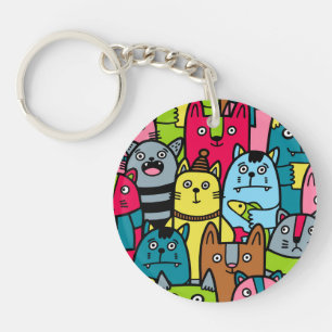 Cat and kittens keychain
