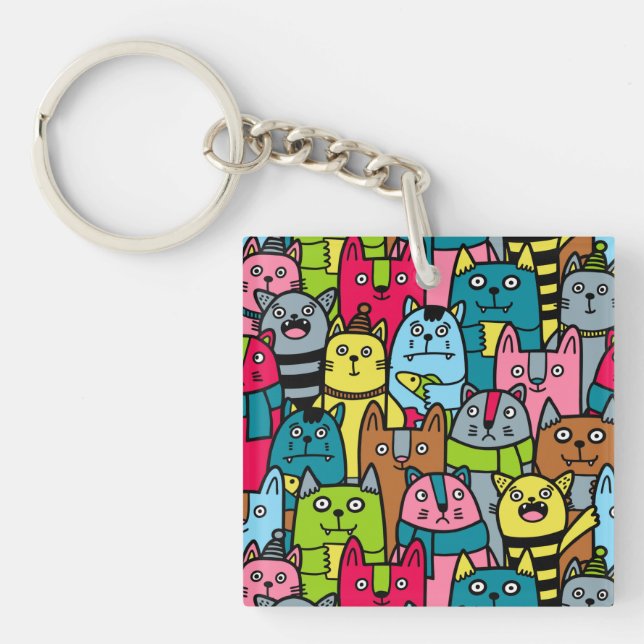 Cat and kittens keychain (Front)