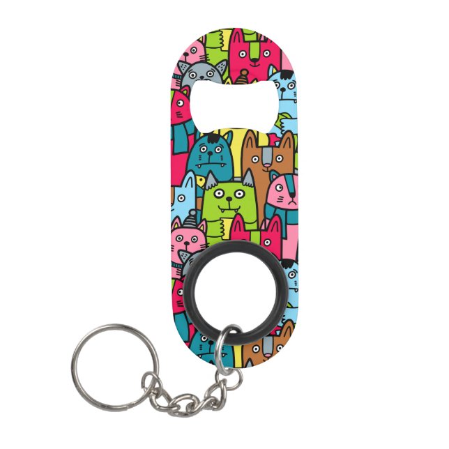 Cat and kittens keychain bottle opener (Front)