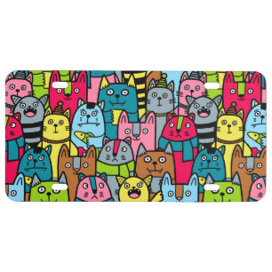 Cat and kittens license plate