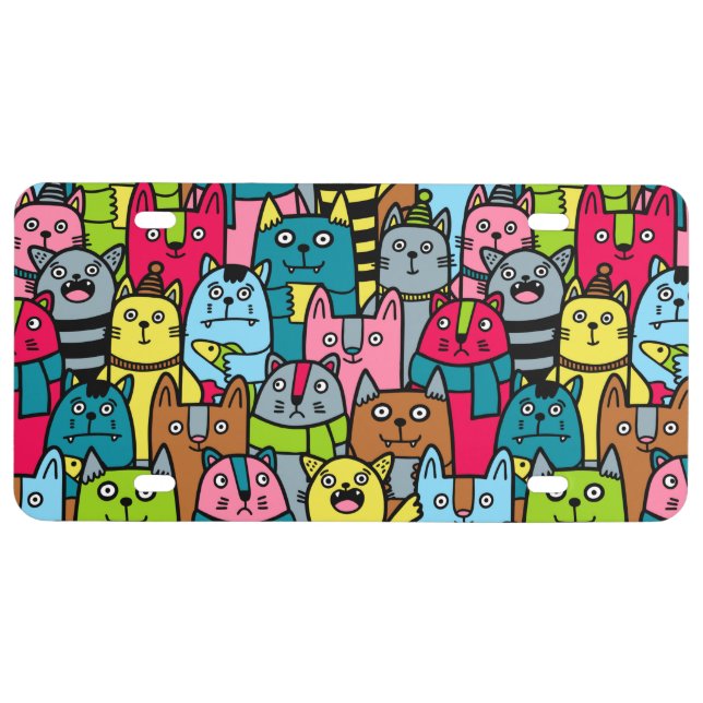 Cat and kittens license plate (Front)