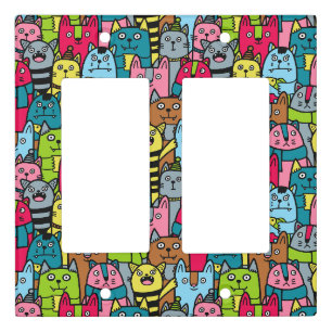 Cat and kittens light switch cover