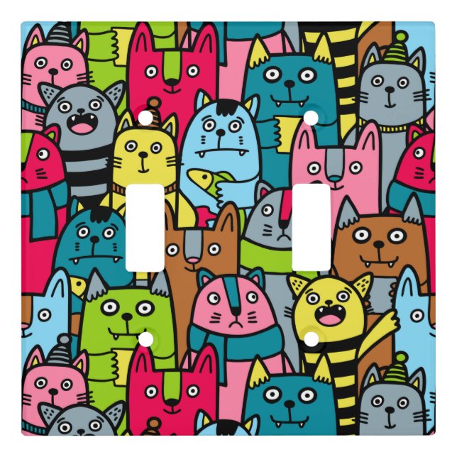 Cat and kittens light switch cover (Front)
