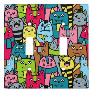 Cat and kittens light switch cover