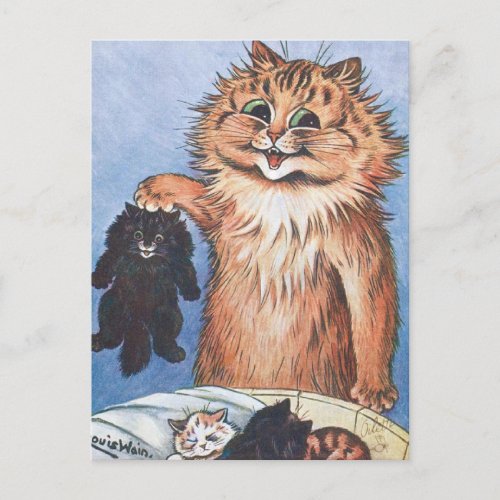 Cat and Kittens Louis Wain Postcard