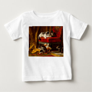 Cat and Kittens Playing with Chair Baby T-Shirt