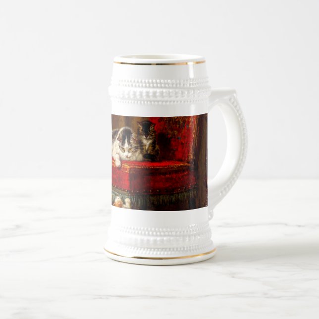 Cat and Kittens Playing with Chair Beer Stein (Front Right)