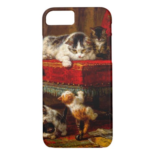 Cat and Kittens Playing with Chair iPhone 87 Case