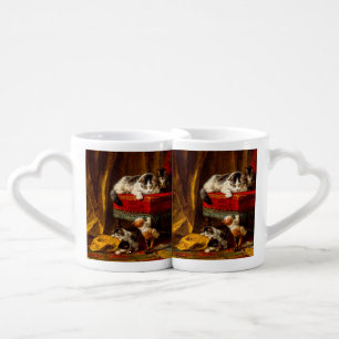 Cat and Kittens Playing with Chair Coffee Mug Set
