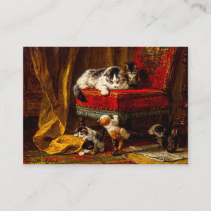Cat and Kittens Playing with Chair Enclosure Card