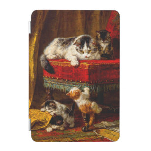 Cat and Kittens Playing with Chair iPad Mini Cover