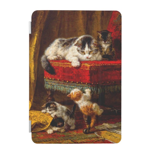 Cat and Kittens Playing with Chair iPad Mini Cover (Front)