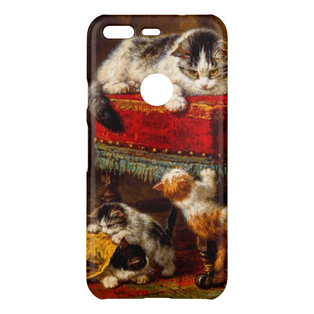 Cat and Kittens Playing with Chair Uncommon Google Pixel Case (Back)
