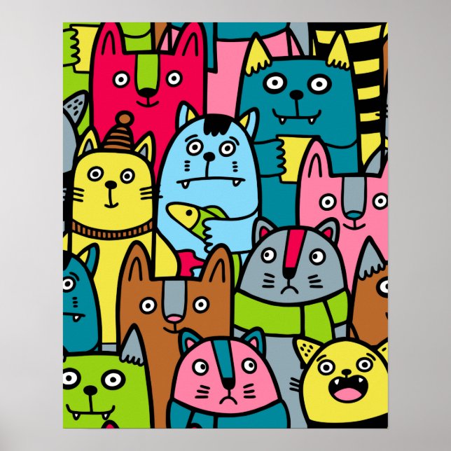 Cat and kittens poster (Front)