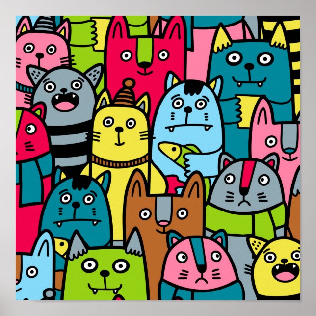 Cat and kittens poster (Front)