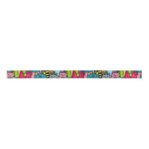 Cat and kittens satin ribbon