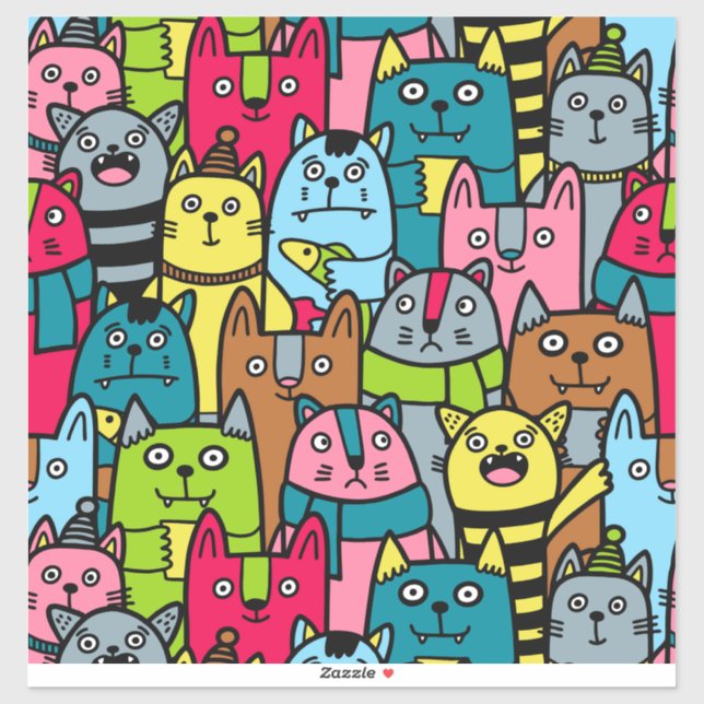 Cat and kittens sticker (Sheet)