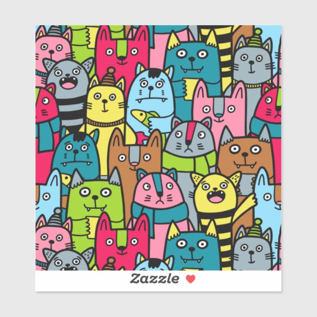 Cat and kittens sticker (Sheet)