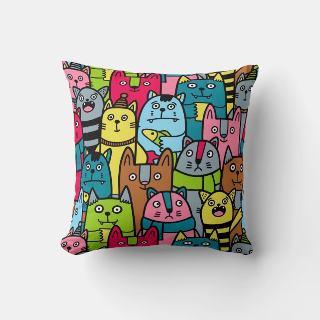 Cat and kittens throw pillow (Front)