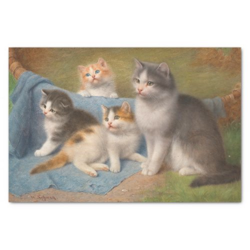 Cat and Kittens Wilhelm Schwar Art Tissue Paper