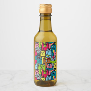 Cat and kittens wine label