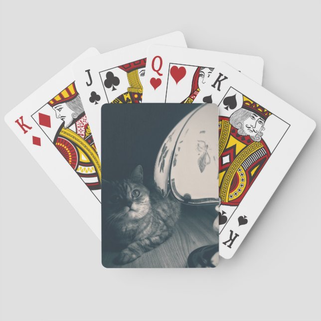 Cat and Lamp Noir Style Photograph Poker Cards (Back)
