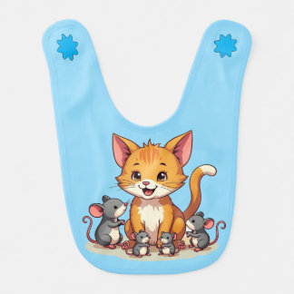 " CAT AND MICE "  BABY BIB