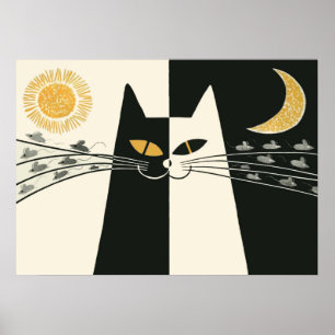 Cat and Mice Retro Vintage Poster