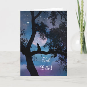 Cat and Moon Feel Better, Get Well Soon Card