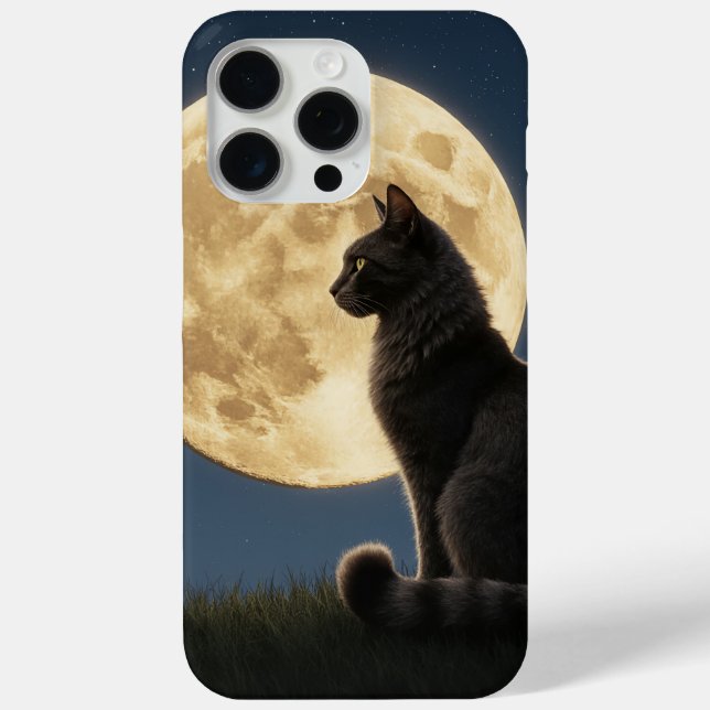 cat and moon iPhone 15 Pro Max Cases (Back)