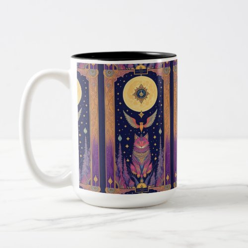 Cat and Moon  Two_Tone Coffee Mug