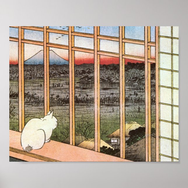 Cat and Mount Fuji, Hiroshige Poster (Front)