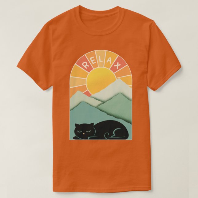 Cat and Mountains T-Shirt (Design Front)