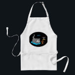 Cat and Mouse- Adult Apron<br><div class="desc">This design features a brown mouse giving a grey kitten a wrapped gift. A menorah with candles is glowing in the dark. The kitten is laying on a pillow. The year 2012 is printed on the top of this design. Available in assorted sizes and colors.</div>