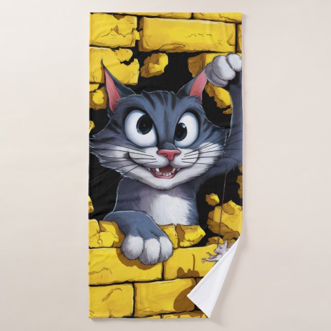 Cat and mouse. bath towel (Bath Towel)