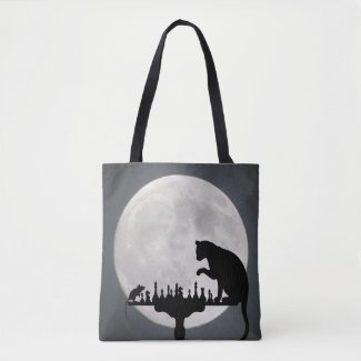 Cat And Mouse Chess Full Moon Tote Bag