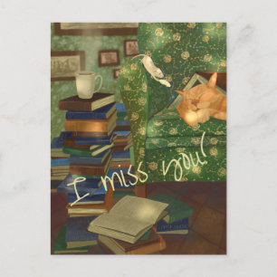 Cat and mouse customisable postcard