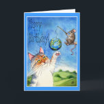 Cat and mouse funny birthday card<br><div class="desc">A cute and funny light-hearted card suitable for all ages. Customize the border color and message if you'd like.  This image also available on other items in my Zazzle store.</div>