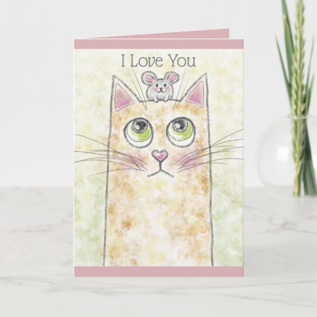 Cat and Mouse I Love You Greeting Card (Front)