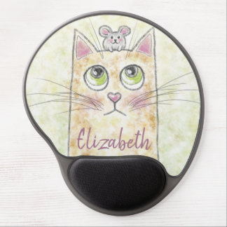 Cat and Mouse Illustration Gel Mouse Pad