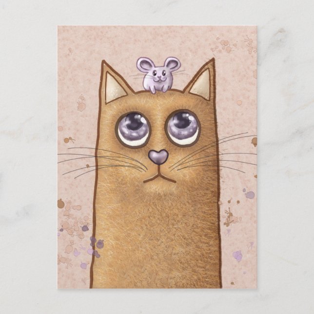 Cat and Mouse Illustration Postcard (Front)