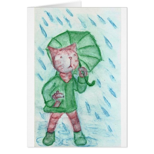 Cat and mouse in the rain cards (Front)