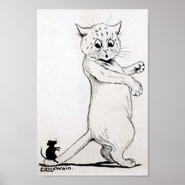 Cat and Mouse, Louis Wain Poster (Front)