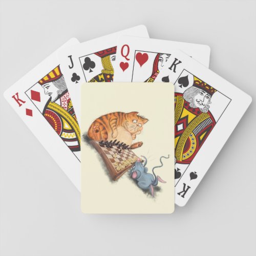 Cat and Mouse Playing Cards Cartoon